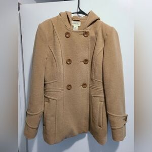 St John's Bay wool brown hooded pea coat